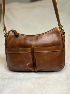 Vintage Rosetti Brown Leather Shoulder Bag + Wallet Y2K Baguette